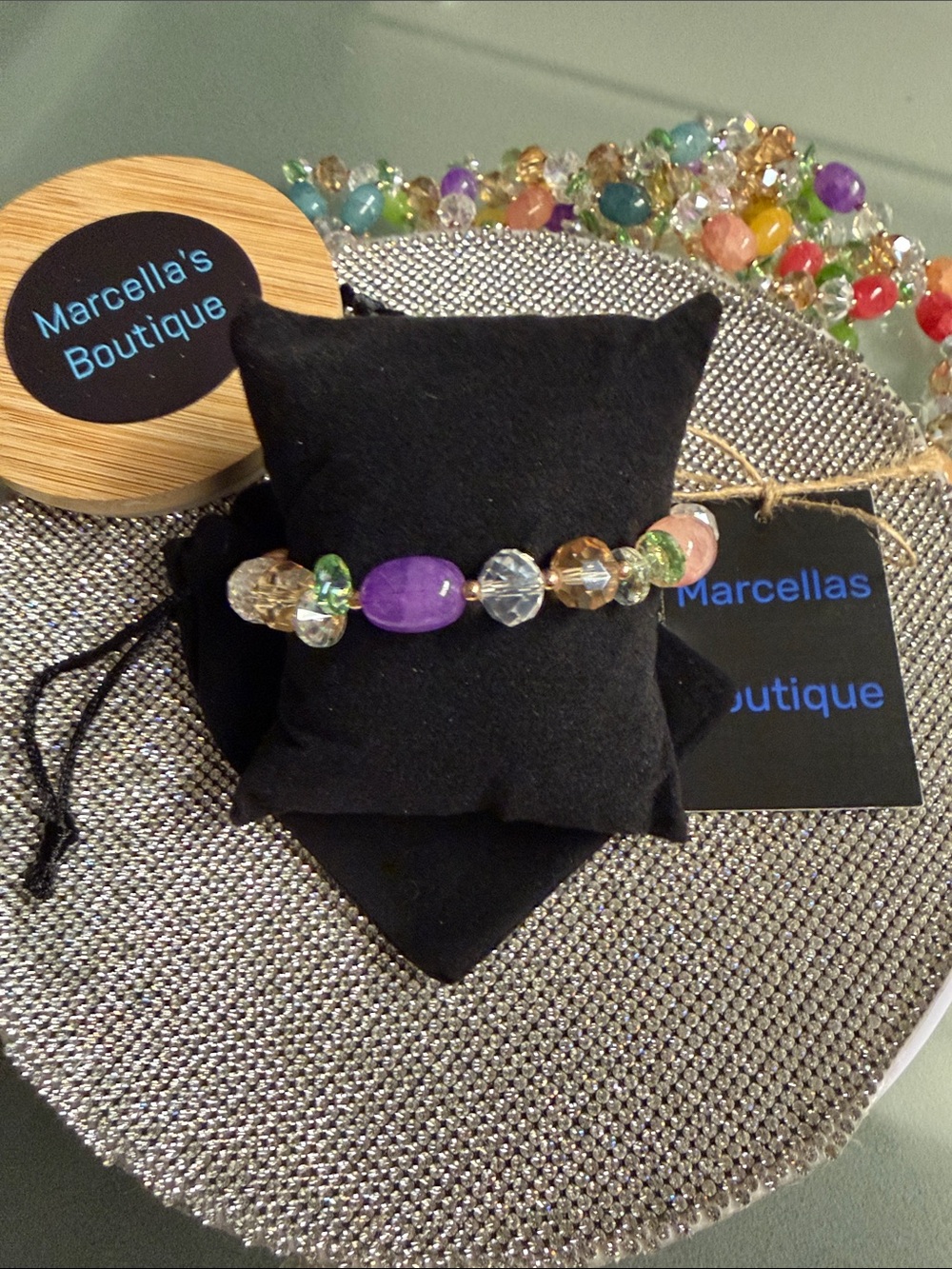 🦋5/$25🦋 Multicolor Crystal Bead Stretch Bracelet - Purple